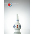 Liquor Bottle White and Blue Porcelain